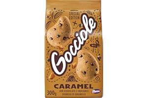 Pavesi Biscotti Frollini Gocciole Caramel, Biscotti da Colazione con Granella di Caramello e Gocce di Cioccolato Fondente, Senza Olio di Palma, 300 g