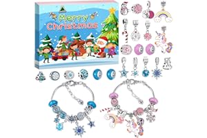 GRANDFUN Calendario Adviento Niños Unicornios para Niñas: Kit Hacer Pulseras Niñas Manualidades Calendario Adviento Pulseras Regalo Niña Niños 4 5 6 7 8 9+ Años Joyas Niña Infantil Navidad