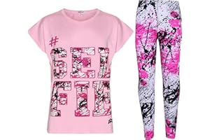 A2Z 4 Kids Mädchen Lieben Druck Spitze Kurz Ärmel T Shirt & Platsch Druck Mode Leggings Set Alter 5-13 Jahre