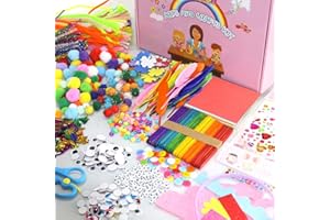 HUYUE Bastelset Kinder Basteln Bastelkoffer Bastelmaterial für Bastelzubehör Bastelbox DIY Scrapbooking Pfeifenreiniger Pompons Kulleraugen Bastelbedarf für Alter 4 bis 12