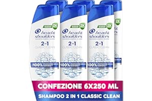 Head & Shoulders Shampoo e Balsamo Antiforfora 2 in 1 Classic Clean, Sensazione Di Freschezza 6x250ml