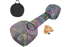 BEBEJOJO Parc Pliable pour Chats, Tente pour Chats, Lapins et Petits Animaux d’Intérieur et d’Extérieur (2 Cubes + 1 Tunnel)