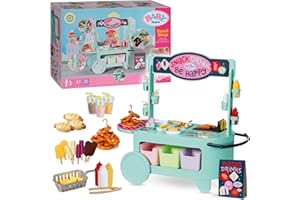 BABY born Snack Shop - Essensstand für Puppen mit Soundeffekten - 25 verschiedene Fastfood-Snacks - Hochwertiges Puppenzubehör- Geeignet für Kinder ab 3 Jahren