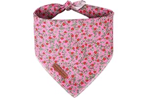 Unique style paws Sommer Hundeschal Triangle Halsdreiecke Für Jungen Mädchen Rosa Erdbeere Hunde Hochwertiger Strapazierfähiger Stoff Hundehalstücher für Kleine Mittel Große Hunde und Katzen S