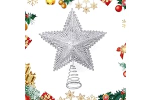 DIIWMME Weihnachtsbaum Top Stern, Gold 24cm funkelnder PVC-Weihnachtsbaum Stern für die Spitze des Weihnachtsbaums für Weihnachtsfeier Home Decoration Zubehör (Silber)