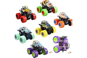 SJOAUET 6Pcs Monster Trucks Toys, Friction Powered Mini Push and Go Car Toys, Double-Directions Inertia Vehicle Set, Pull Back Cars for Kids Birthday Gift, Party Favors, Classroom Prizes