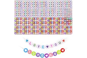 BLINGFUN 1850PCS Lettere Braccialetti,doppio colorato A-Z Lettera perline,28 stili alfabeto perline per braccialetti fare, cuore perline per kit Bracciale amicizia