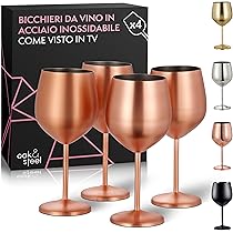 Calici Da Vino in Acciaio Inox Set Di 4, 540Ml Metallo Bicchieri