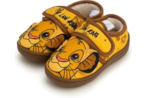 Disney The Lion King Simba Slippers with 3D Ears, Boys & Girls Soft Plush Indoor House Slippers, Non-Slip Rubber Sole, Available in UK Shoe Sizes 6-12