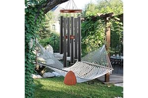 IDRESE Scacciapensieri in alluminio, 107 cm, 6 tubi in metallo, per esterni, giardino, terrazza, decorazione con parasole, colore nero classico