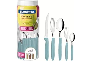 Tramontina Juego de Cubiertos de Acero Inoxidable, Color Verde, Ipanema