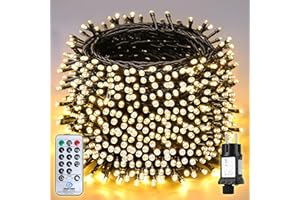 SALCAR Łańcuch świetlny z 1000 diodami LED, 60 m, 31 V, oświetlenie zewnętrzne z pilotem zdalnego sterowania, wodoszczelny łańcuch świetlny z 8 trybami pracy i pamięcią, do użytku wewnątrz ogrodu, na