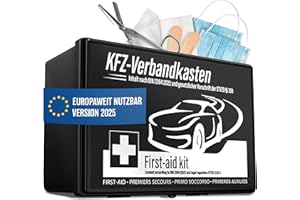 HELDENWERK Botiquín de primeros auxilios para coche 2025 para uso en toda Europa y probado (conforme a la normativa alemana StVO), kit de primeros auxilios certificado DIN 13164