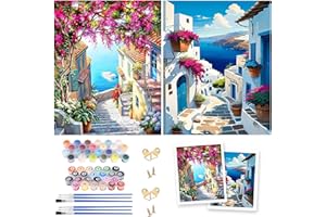 Cexovo Peinture par Numéros pour Adulte 2 Pièces DIY Peinture Acrylique avec Peintures et Pinceaux Paysage Coloriage Par Numero pour la Décoration de la Maison 50 x 40 cm (Sans Cadre)