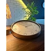 VOLANTE&reg; Modern Duvar Saatleri ROME Serisi 35 cm &Oslash; Ger&ccedil;ek Cam Ev/Ofis/Mutfak/Sınıf/Okul Sessiz & Akar (BRONZ)