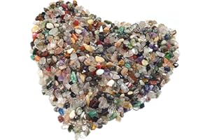 L&W LUCK 900g Gemme Pietre Decorative, Mix di Gemme Colorati Pietre,Naturali Lucidata per DIY,Acquario, Giardino e Piante in Vaso Decorazione (7-9mm)