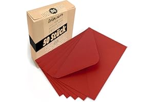 ‎JAPUN Japun – Briefumschläge (50 Stück) aus Papier, Kuvert, Umschlag ohne Fenster - DIN B6-175 x 125 mm - rot