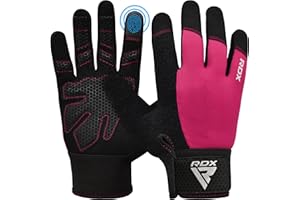 RDX Guantes Gimnasio Musculacion Entrenamiento Gym, Antideslizante Levantamiento de Pesas Musculación Palma Acolchada Gel Antideslizante Transpirable Pantalla Táctil Equipo de Fitness en Casa
