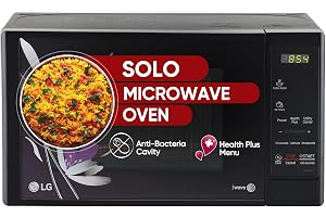 LG 20 L Solo Microwave Oven (MS2043BP, Black, Health plus Menu, I-Wave Technology, Indian Cuisine, Even Reheat & Defrost, Auto Cook Menu, Anti-Bacterial Cavity & Steam Clean)