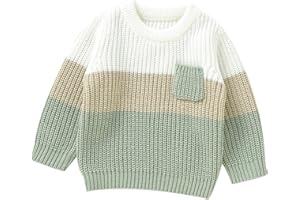 ALLBESTOP Bébé Enfant En Bas Âge Bébé Fille Garçon Patchwork Couleur Bloc Pull En Tricot Sweat Chaud À Manches Longues Chemise Hauts Tricoté Automne Hiver Vêtements Cardigans Fille Avec Dégagement De Poches
