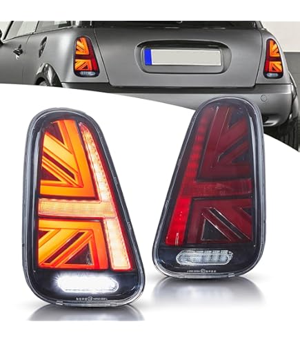 VLAND Led-achterlichten compatibel met Mini Cooper One JCW F55 F56 Hatch F57 Cabrio 2014-2021 Union Jack achterlicht, met sequentiële knipperlichten, paar (linker- en rechterkant