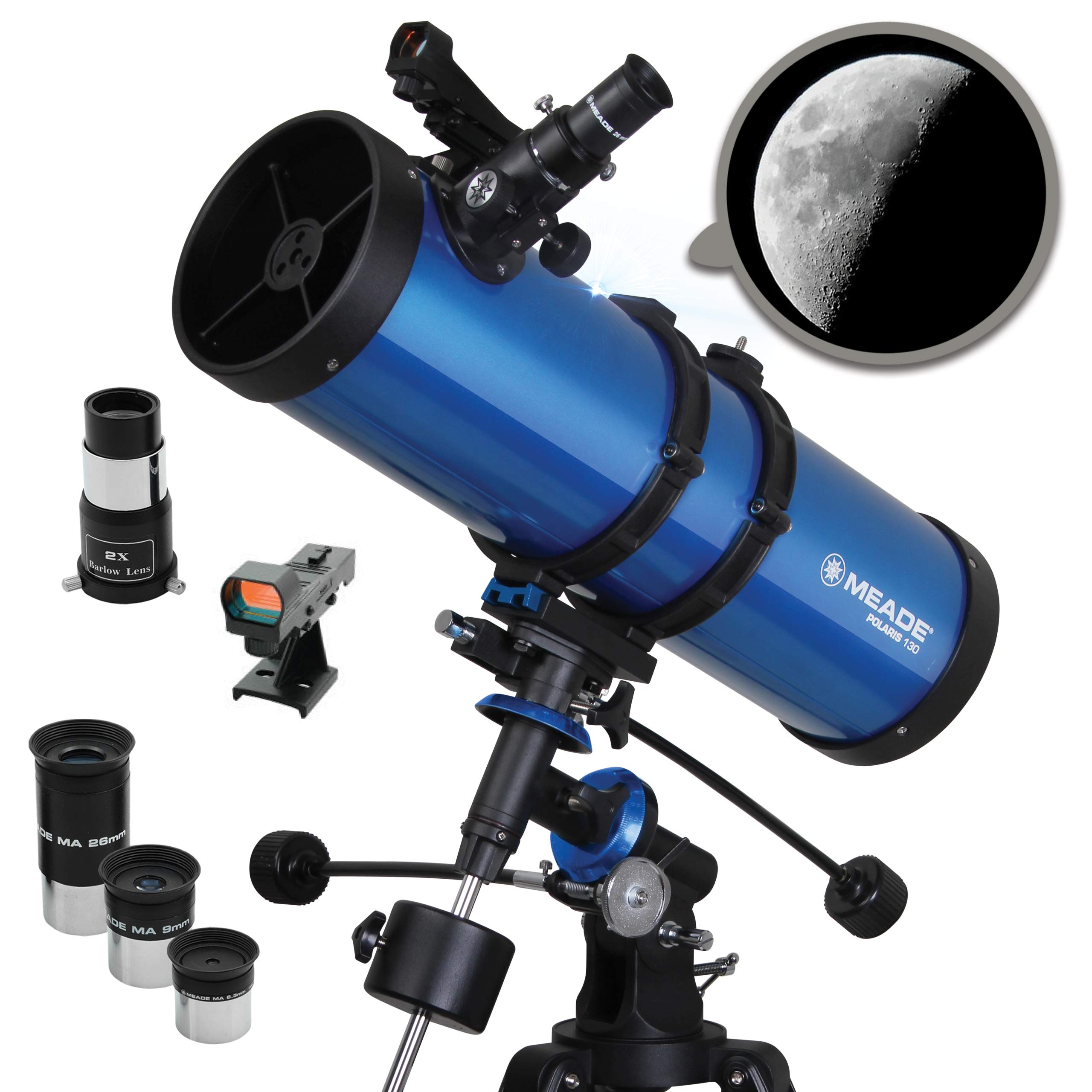 Meade Instruments 216006 Polaris 130 EQ Reflector Telescope (Blue)