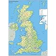 Physical Map of the United Kingdom - Size A1-59.4 x 84.1 cm - Paper Laminated
