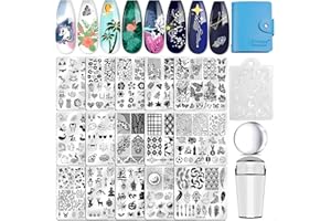 ‎BIUTEE Biutee Nagelstempel Set, French Nails schablone, Nail Art Stempel Schablone, Nail Art Stamping Stempel Set für DIY, Nageldesigns mit 1 Schaber, Silikon-Gel-Nagelstempelkopf, 15 Nagelstempelplatten