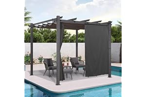 PURPLE LEAF Pergola Seitenwände für 3 x 3 m Pavillon, mit Ösen und Stange, Blick- und Windschutz, Vorhang Satz von 2 Panels, Grau