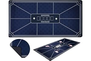 Engelhart - 320997 – Pokermatte blau – rutschfeste Spielfläche 180 cm x 90 cm – Dicke: 3 mm – Bedruckte Tischdecke aus Polyester und Gummi – Zubehör für Casinospiel
