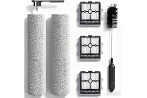 HIYOUNG Set di accessori per Tineco Floor One Stretch S6/Switch S6/S7 Stretch Ultra/S6 Stretch Lite/S9 Artist/i6 Stretch/i5 Stretch,2 Spazzole a Rullo,1 manico,3 filtri,1 Spazzola di Pulizia,ricambi