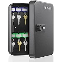 Uniclife 20-Position Key Cabinet With Combination Lock – Resettable Code, Includes Tags & Hooks
