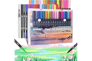 ‎TEVILIK TEVILIK Dual Brush Pen Set, Fineliner 0,4 mm - 35 Farben Filzstifte kinder für Bullet Journal Kinder und Erwachsene Mandala Fasermaler 1-2 mm, Geschenke für Mädchen Adventskalender Füllung 2023 Kinder