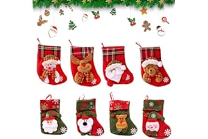 WELLXUNK Calcetín de Navidad,8pcs Medias de Navidad,Calcetines Colgantes de Navidad,Medias de Navidad Bolsa,Calcetines Navidad Chimenea,para Decoración Navideña para llenar y Colgar (B)