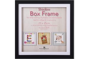 Pfennig N Squid Ltd Black Grey or White Shadow Box Frame Deep 3D Box Display Picture Frames 5 Sizes (Black, 25x25cm)