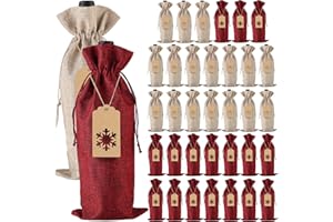 PIXHOTUL Sacchetti regalo in iuta con coulisse per bottiglie di vino, 12 pezzi, per Natale, matrimoni, viaggi, compleanni, feste.