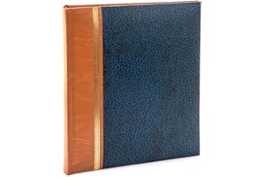 Kenro Grace Classic Photo Album for 100 Photos A4 / 21x29.7cm Navy Blue Faux Leather Slip-In Pages and Memo Space - KD148