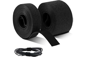 2 rolki taśmy na rzep o długości 5 m, 2,5 cm + 5 cm szerokości, samoprzylepna, dwustronna rolka taśmy na rzep firmy Nearockle, możliwość ponownego zamknięcia na rzep do organizacji kabli, przewodów,