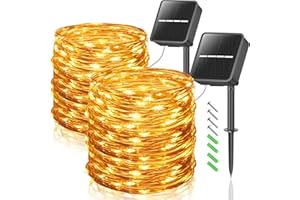 LEDYA Guirlande Lumineuse Exterieure Solaire, [Lot de 2] 10M 100LED Guirlande Solaire en Fil Cuivre avec 8 Modes,Décoration Lumière pour Jardin, Terrasse, Cour, Maison, Noël, Mariage, Fête