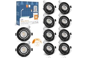 Faretti LED da Incasso per Cartongesso Dimmerabili 7W Wowatt IP44 Lampada da Soffitto Nero Ultrasottili 2800K Luce Calda Spot LED 220V Orientabile Rotondi 700LM Foro Incasso 68mm per Interno Set da 10
