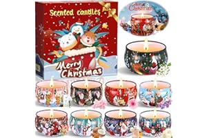 HYOJCWU Candle Candele Profumate Regalo di Natale 9 pezzi Candele Set per Aromaterapia Candela Aromatica di cera di soia naturale con coperchio, Decora il Natale, Regalo per Donna, Mamma, Amici