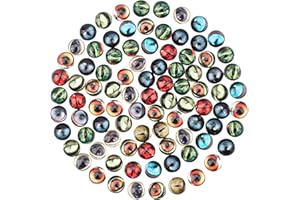 PH PANDAHALL PandaHall Elite - 100 piezas de 8 mm redondos de animales malvados de ojos planos, cúpula de cristal, cabujones para Halloween, camafeo, colgante de joyería, manualidades, álbumes de recortes