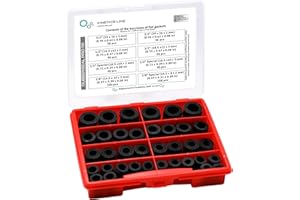 KINETICS LINE Coffret de 500 Joints Plat en Caoutchouc (3/8 Pouce à 3/4 Pouce) 5 Tailles Différentes pour Sanitaire Plomberie, Climatisation, Ventilation, Canalisations et Jardin (de -40°C à 110°C)