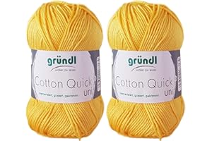 GRÜNDL WOLLE/ HDK-VERSAND 2x50 Gramm Gründl Cotton Quick 100% Baumwolle, Häkelgarn mercerisiert, gasiert, gekämmt inkl. Anleitung für ein Meerschwein (138 Mais)