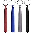 Xinnun 4 Pieces Zipper Ties for Men Adjustable Men's Neckties Zip on Tie for Men Zipper Skinny Necktie Clip on Slim Tie