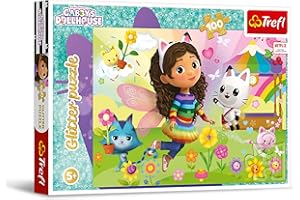 Trefl - Puzzle Glitter Gabby's Dollhouse: Scintillante Gabby - 100 Tessere - Gioco per Bambini dai 5 Anni con Personaggi delle Fiabe