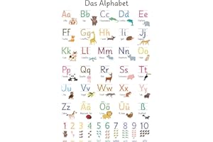 Hroanc ABC Poster Für Kinder Alphabet 28x42cm Lernposter Für Einschulung Anlauttabelle Buchstaben Alphabet Und Zahlen Poster Für Kinder Für Kindergarten Vorschule Grundschule Dekoration Einschulung