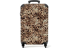 NoBoringSuitcases.com bagaglio a mano, trolley, valigia da 10 kg, rigida, leggera, valigie da viaggio per cabina, aereo, con 4 ruote girevoli, manico estensibile robusto 55x40x20 cm Macchie leopardate