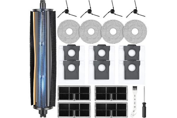 Brosse tricut Accessoires pour Dreame L10s Ultra Gen 3 / X40 Ultra Complete / L40 Ultra / X40 Master/Mova P50 Pro Ultra, 6 sacs à poussière, 4 brosses latérales, 4 lingettes, 4 filtres, 1 Brosse