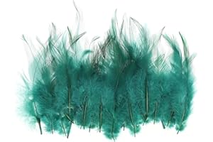 PATIKIL 3-6 Inch Saddle Hackle Rooster Feather, 100 Pcs Bulk Natural Feathers Fluffy Craft Feathers for Dream Catcher Earrings Pendant, Dark Green
